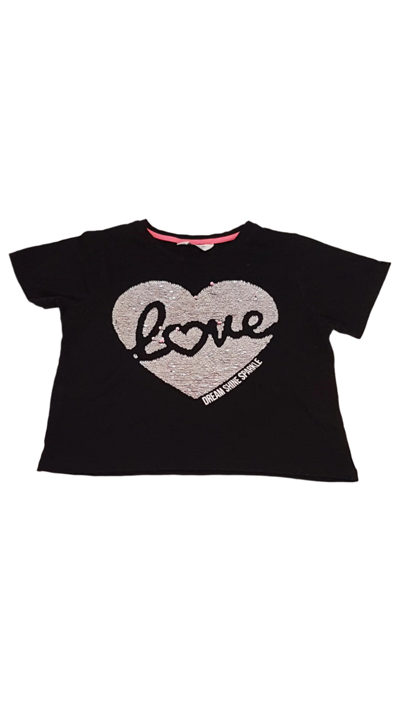 PRIMARK SIMIS ,LOVE FELIRATOS KISLÁNY CROP TOP 146