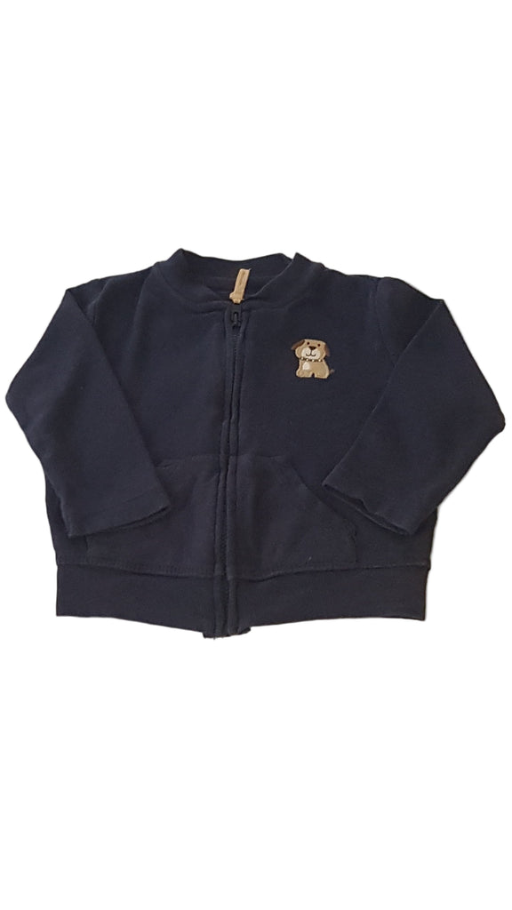 CARTERS SÖTÉTKÉK,KUTYÁS  KISFIÚ CIPZÁROS PULÓVER 68-74