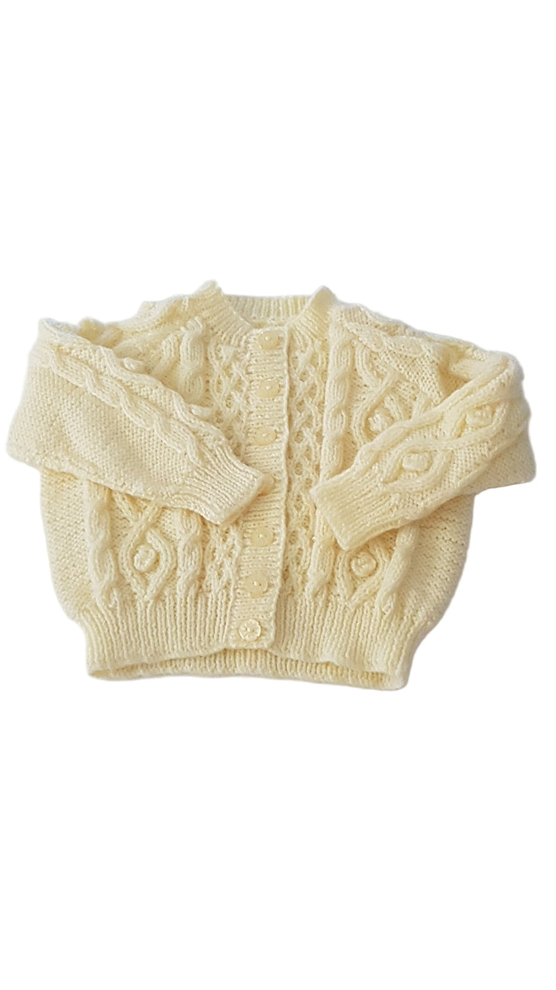 ÚJ CITROMSÁRGA, EGYEDI KÉZI KÖTÉSŰ KISLÁNY KARDIGÁN 74-80