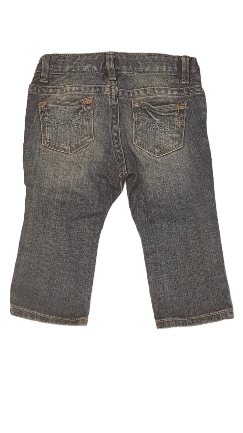 BABY GAP CSAJOS,TRENDI KISLÁNY FARMERNADRÁG,DOMBORMINTÁS VIRÁGOKKAL DÍSZÍTVE ,GUMIS DERÉKRÉSSZEL 74