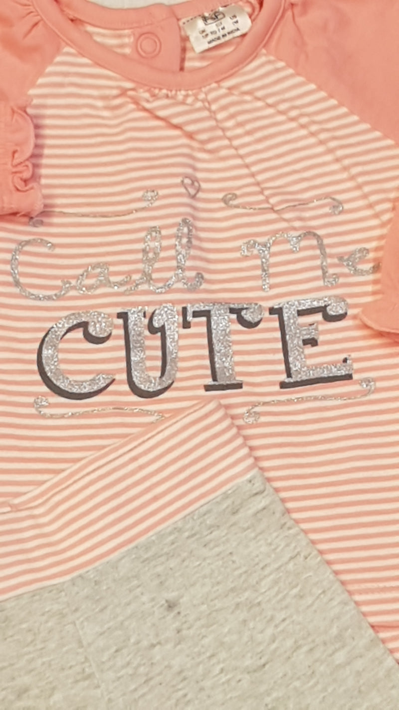 F&F CALL ME CUTE FELIRATÚ ARANYOS KISLÁNY SZETT 56