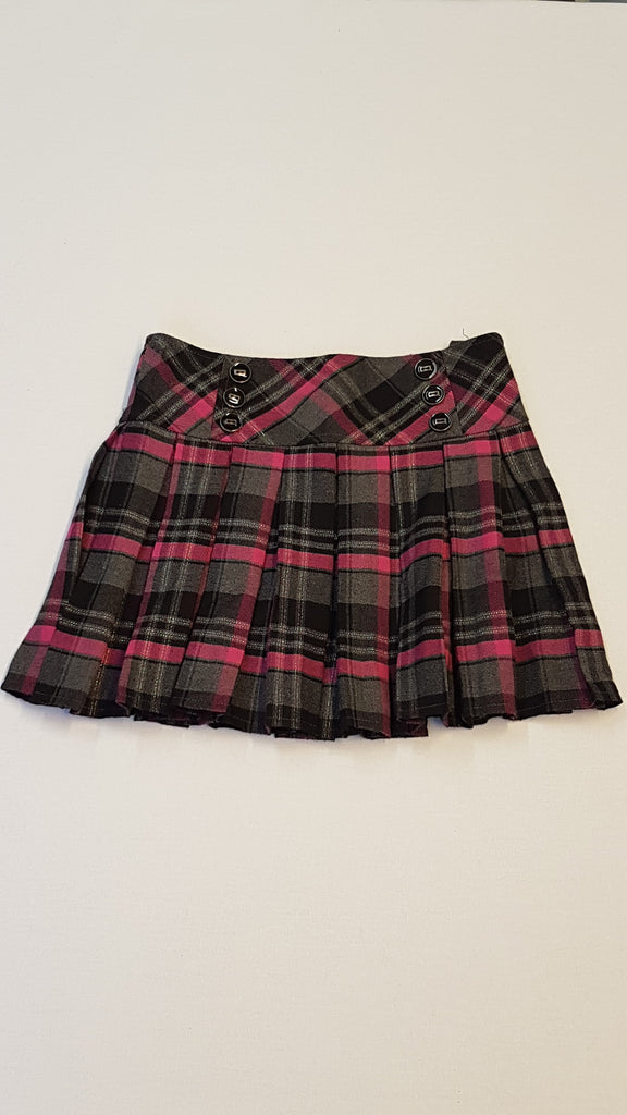 F&F KIDS NAGY KOCKÁS,EZÜST SZÁLAS,RAKOTT KISLÁNY DIVATSZOKNYA,ÁLLÍTHATÓ GUMIS DERÉKRÉSSZEL 128