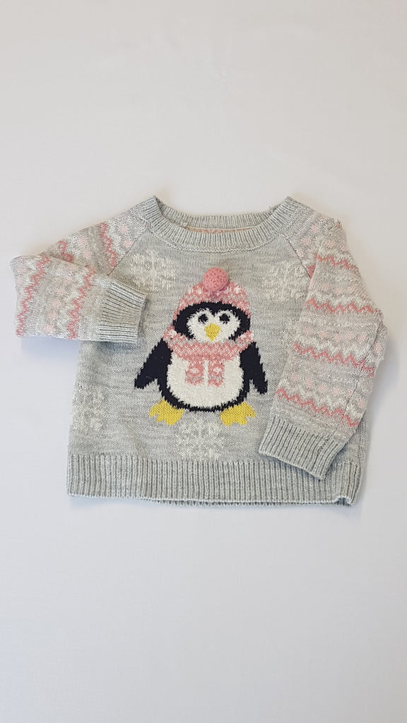 F&F KIDS ÉDI PINGVINES,KÖTÖTT KISLÁNY PULÓVER 80-86