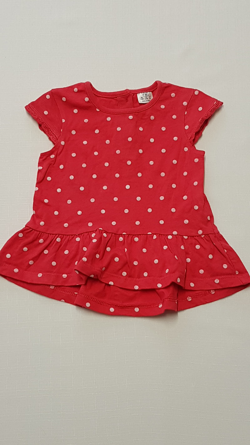 F&F KIDS ÉDI PIROS-FEHÉR PÖTTYÖS KISLÁNY RUHÁCSKA 68