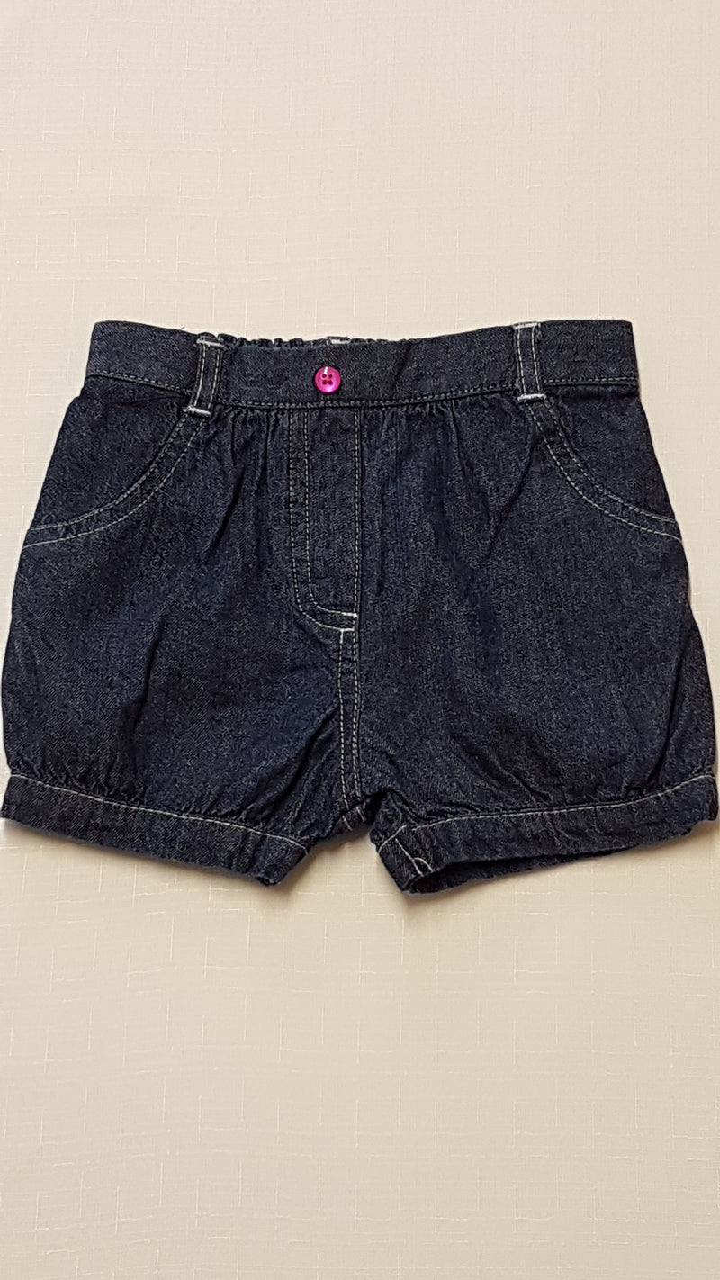 F&F KIDS  PUHA FARMERHATÁSÚ KISLÁNY RÖVIDNADRÁG,GUMIS DERÉKRÉSSZEL 74