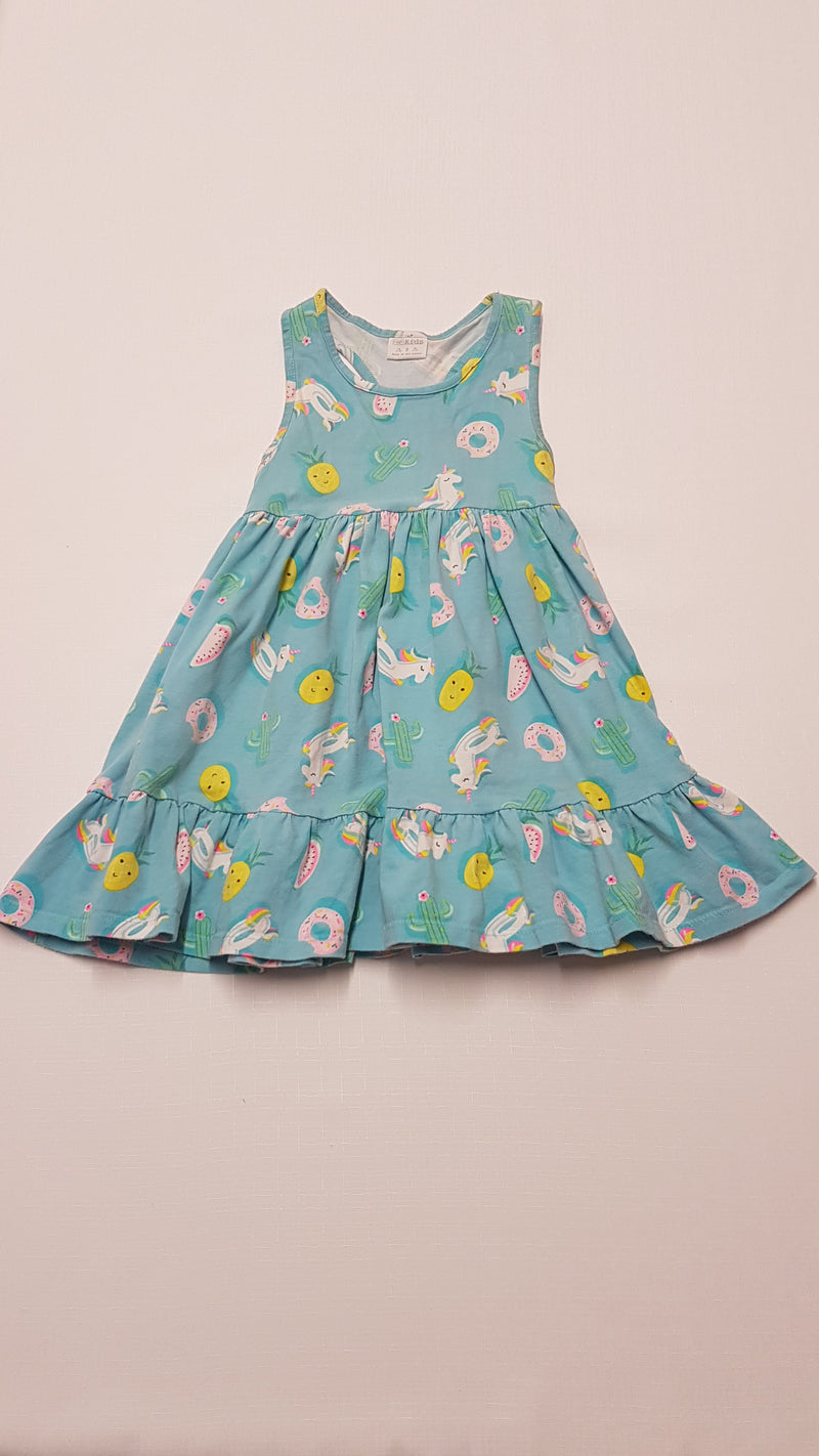 F&F KIDS ARANYOS,UNICORNOS KISLÁNY PAMUT RUHA 104