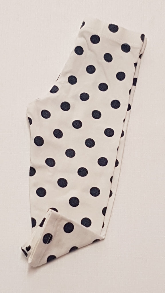 F&F KIDS FEHÉR-FEKETE PÖTTYÖS KISLÁNY LEGGING 80