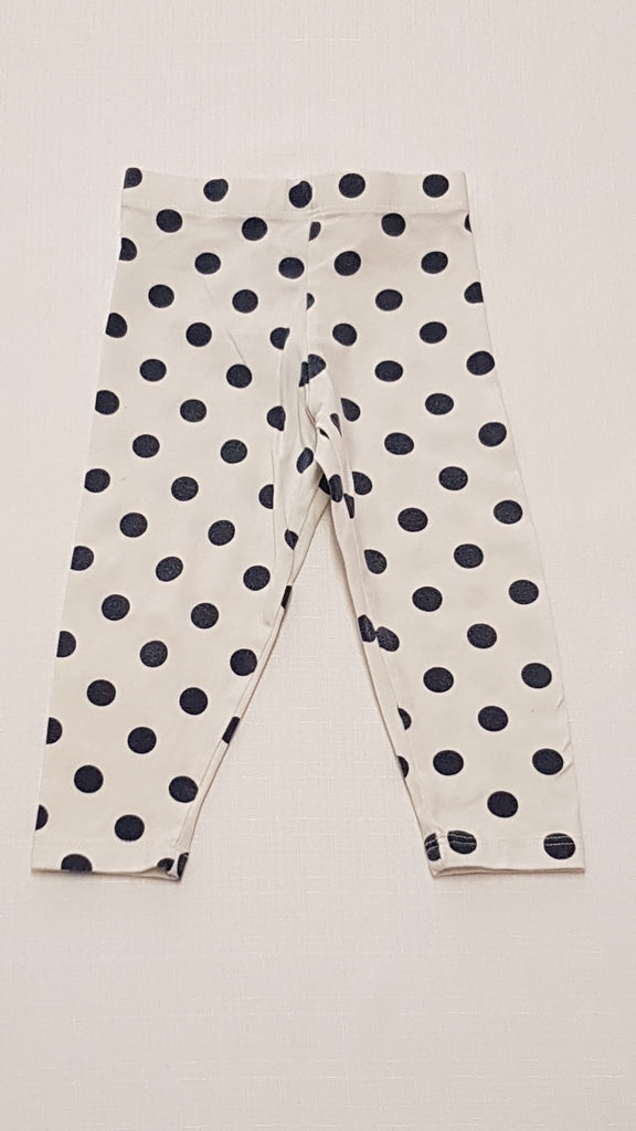 F&F KIDS FEHÉR-FEKETE PÖTTYÖS KISLÁNY LEGGING 80