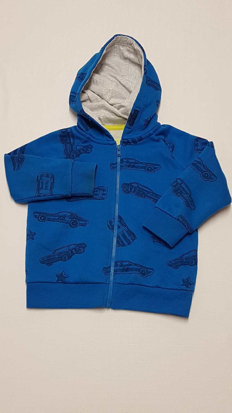 F &F KIDS AUTÓS,KAPUCNIS,CIPZÁROS KISFIÚ PULÓVER 98