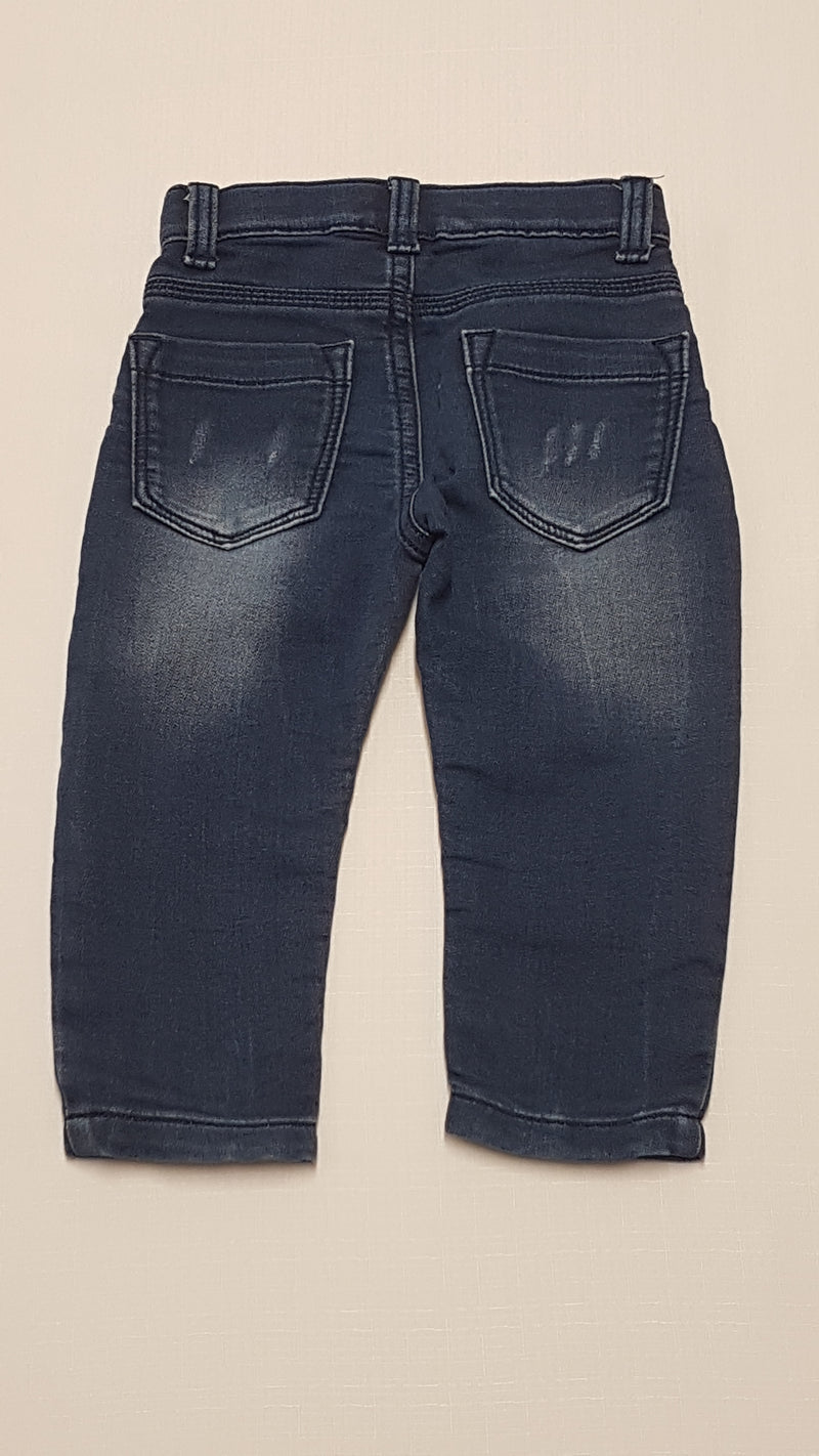 F&F KIDS KOPTATOTT,VAGÁNY KISFIÚ FARMERNADRÁG ÁLLÍTHATÓ GUMIS DERÉKRÉSSZEL 86