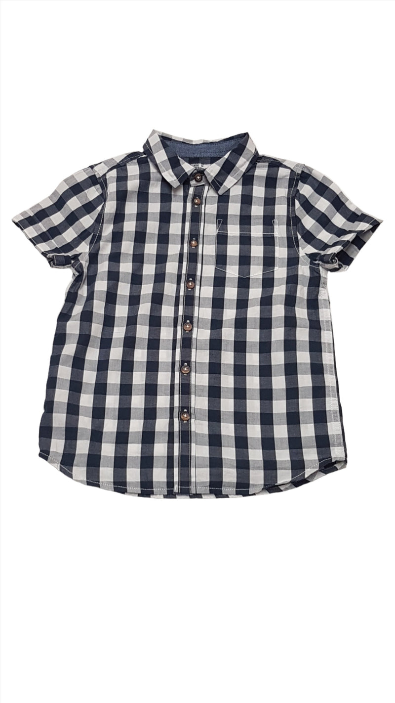 F&F KIDS KÉK-FEHÉR KOCKÁS KISFIÚ ING 122