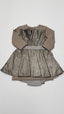 NIKOLIA KIDS DESIGNER KÜLÖNLEGES,CSILLOGÓS, ALKALMI,BŐR HATÁSÚ KISLÁNY RUHA 98-104
