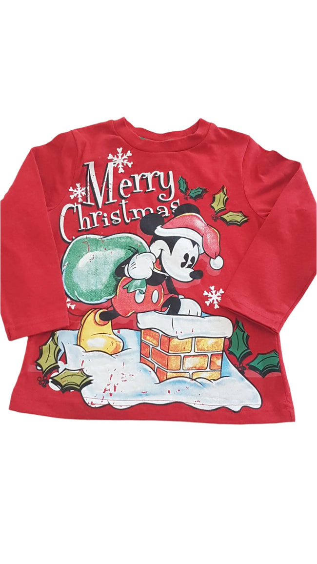 TU DISNEY MICKEY MOUSE KISFIÚ KARÁCSONYI FELSŐ 86-92 Hover Image