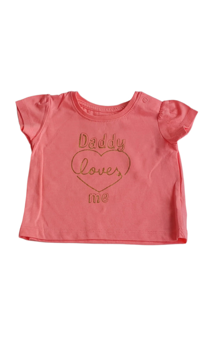 ÚJ PRIMARK DADDY LOVES ME FELIRATOS KISLÁNY PÓLÓ 68 Hover Image