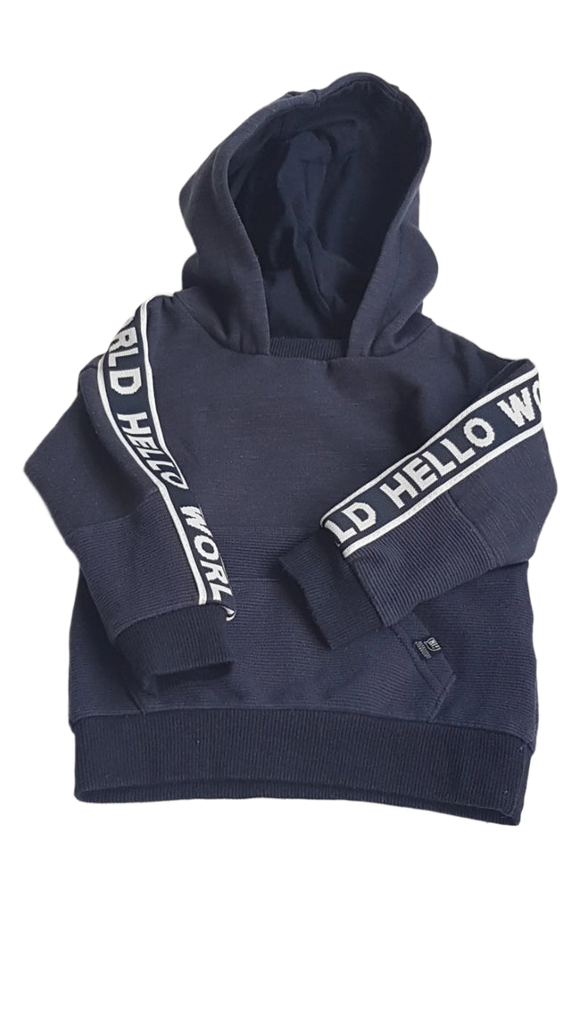 PRIMARK SÖTÉTKÉK, HELLO WORLD FELIRATOS UNISEX PULÓVER 86 Hover Image