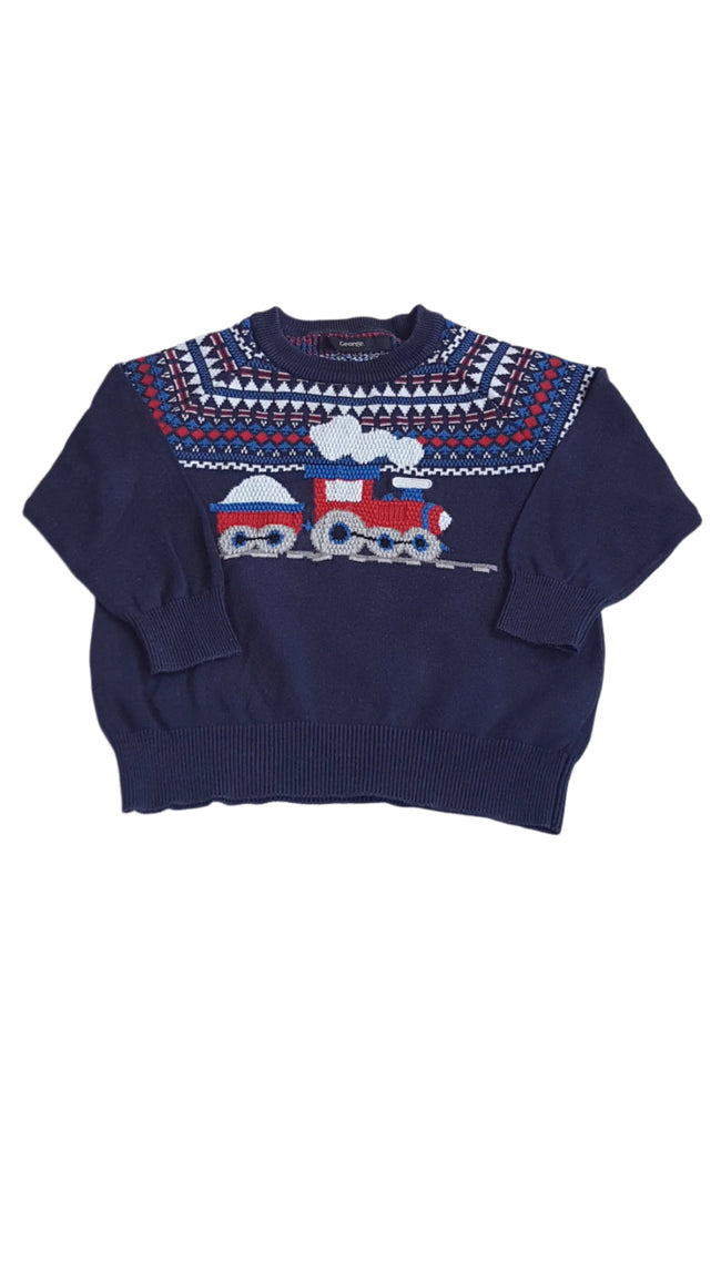 GEORGE ELEGÁNS, ARANYOS MOZDONYOS KISFIÚ PULÓVER  86-92 Hover Image