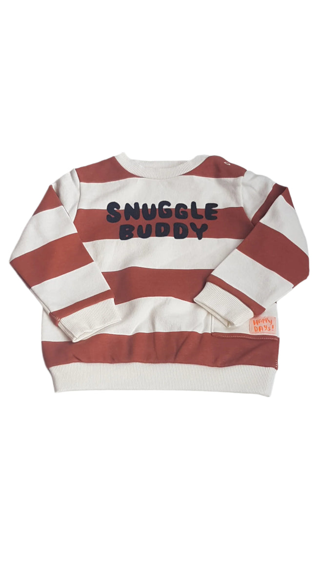 ÚJ F&F SNUGGLE BUDDY FELIRATOS KISFIÚ PULÓVER 80 Hover Image
