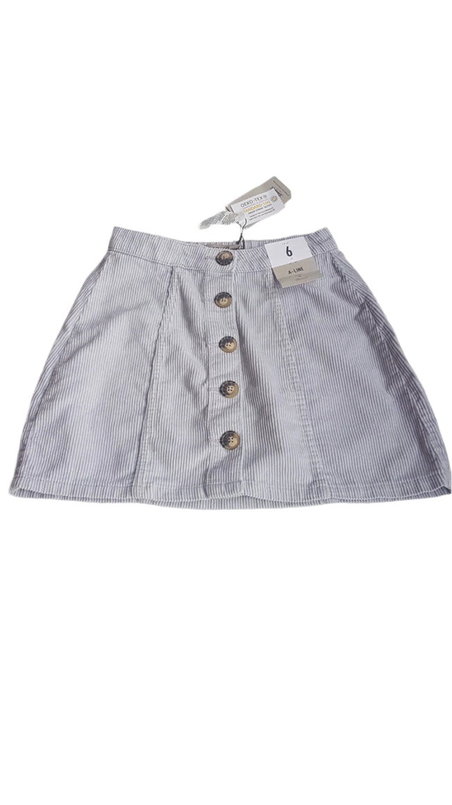 CÍMKÉS DENIM CO. SZÜRKE SZÍNŰ , GOMBOS KORDBÁRSONY SZOKNYA  158-164 Hover Image