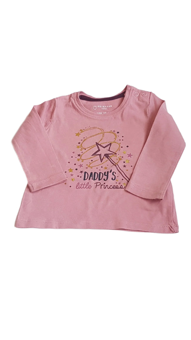 PRIMARK DADDY'S LITTLE PRINCESS FELIRATOS KISLÁNY FELSŐ 68 Hover Image