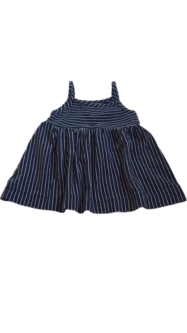 ÚJ NEXT KÉK CSÍKOS, PAMUT KISLÁNY RUHA 74 Hover Image