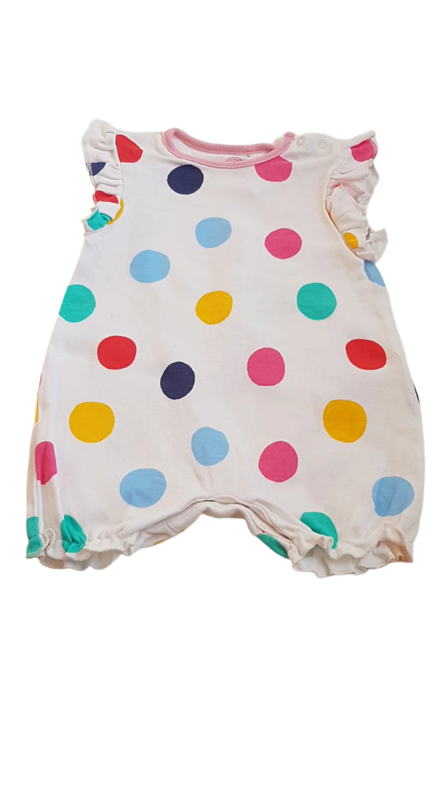 ÚJ NEXT SZÍNES PÖTTYÖS KISLÁNY PLAYSUIT  62 Hover Image