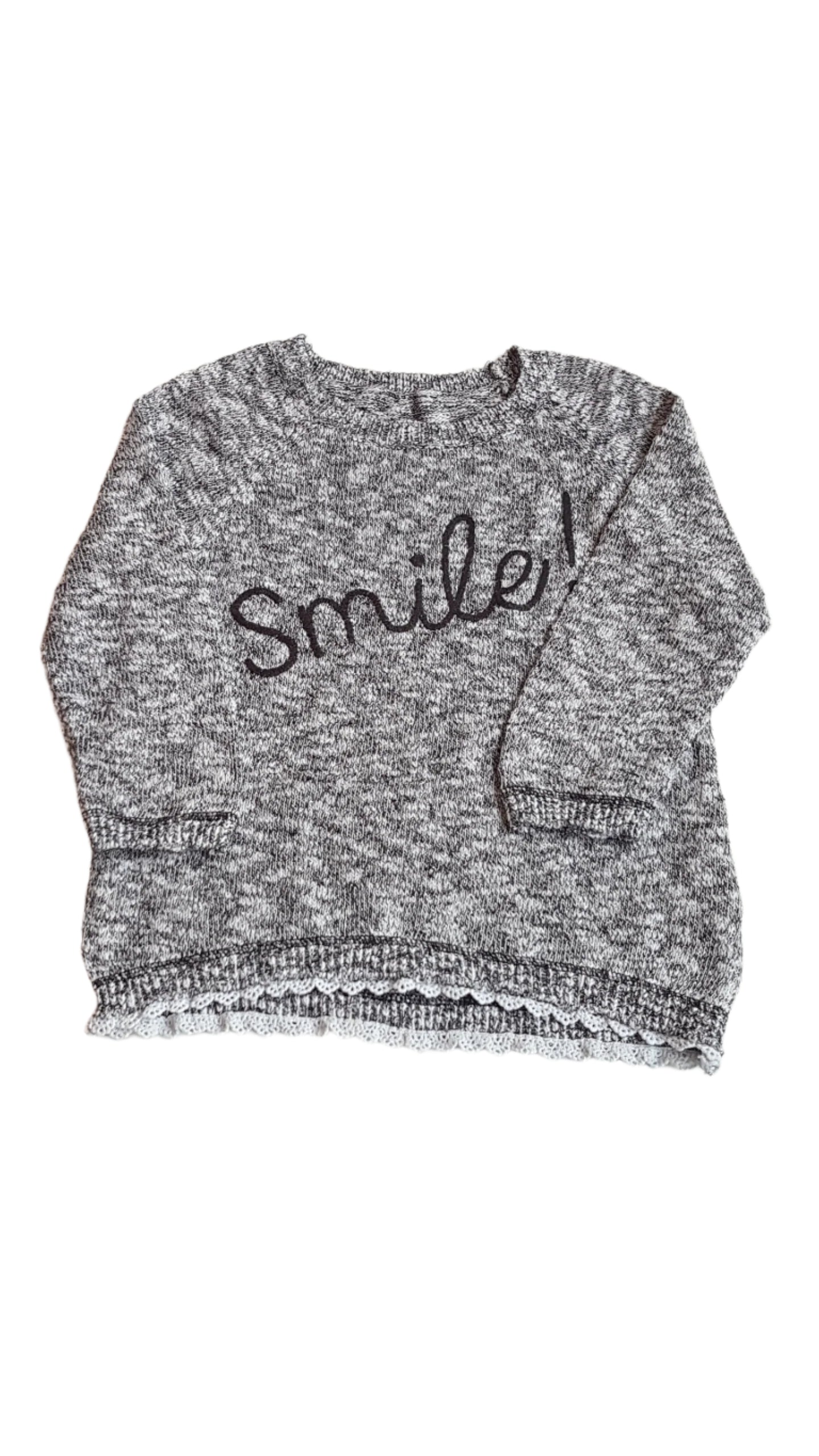 NUTMEG SMILE FELIRATOS, EZÜSTSZÁLAS KISLÁNY PULÓVER 110-116