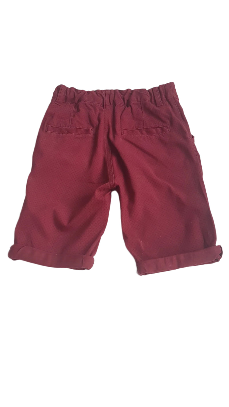TU BORDÓ SZÍNŰ , ELEGÁNS KISFIÚ BERMUDA ÁLLÍTHATÓ GUMIS DERÉKRÉSSZEL 140
