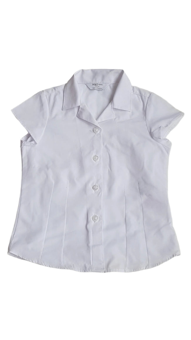 ÚJ M&S FEHÉR SZÍNŰ ,ALKALMI KISLÁNY BLÚZ 104 Hover Image