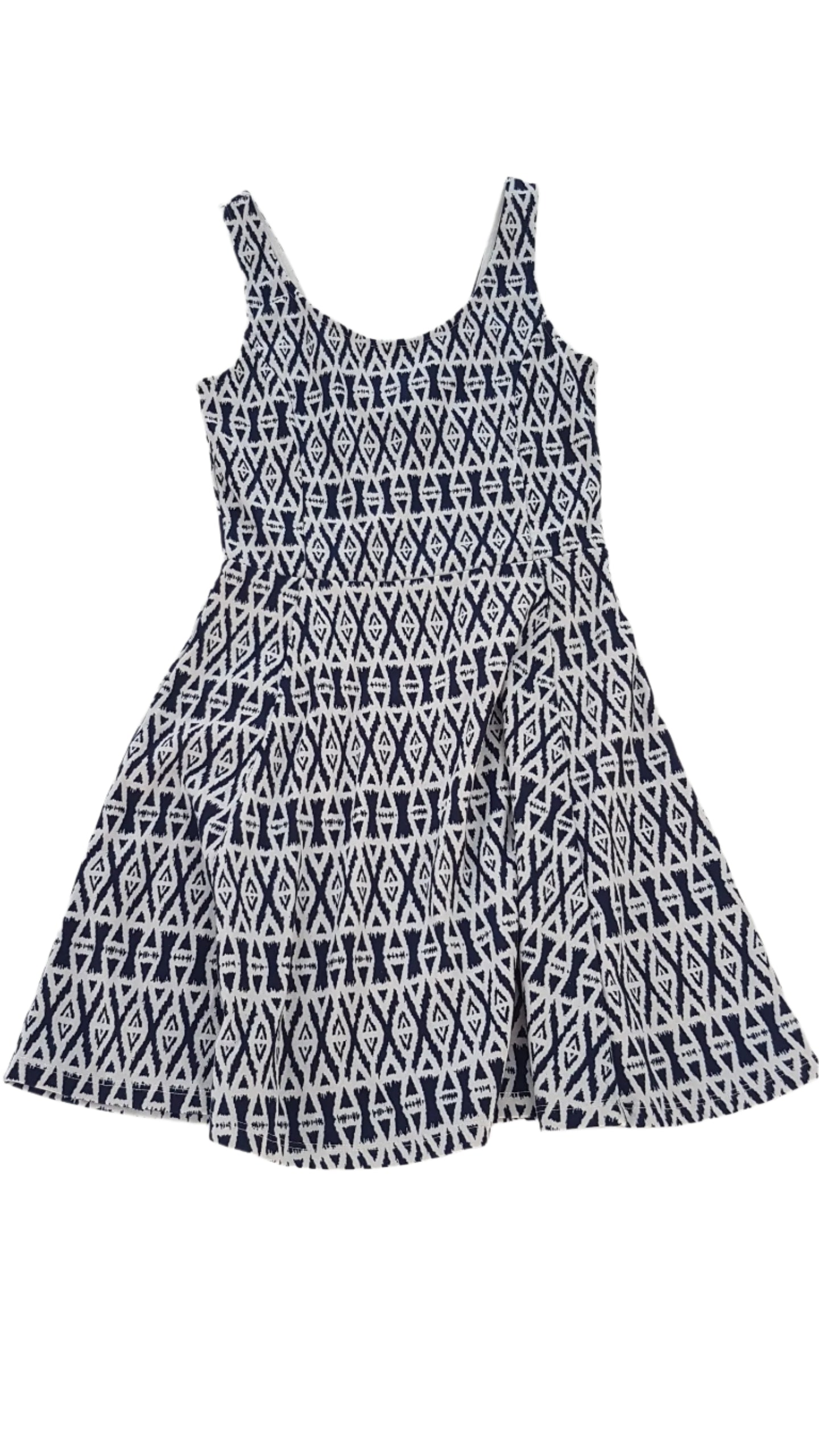 H&M SÖTÉTKÉK- FEHÉR  KISLÁNY RUHA 164-176