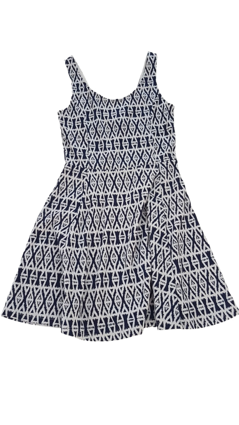 H&M SÖTÉTKÉK- FEHÉR  KISLÁNY RUHA 164-176