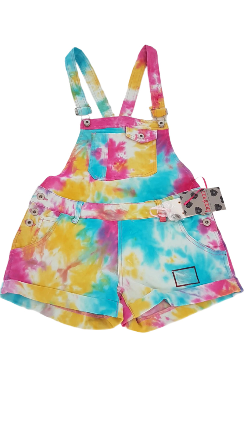 CÍMKÉS DENIM CLUB  BOOHOO SZÍNES, TRENDI, KANTÁROS KISLÁNY  NADRÁG  164-176