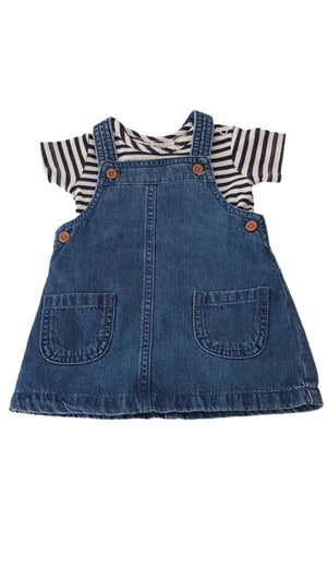 F&F CSÍKOS BODY+KANTÁROS KISLÁNY FARMER SZETT 68