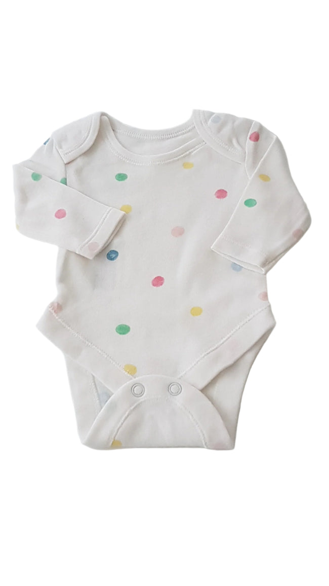ÚJ PRIMARK SZÍNES PÖTTYÖS KISLÁNY BODY 50 Hover Image