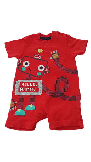 ÚJ NUTMEG HELLO MUMMY FELIRATOS KISFIÚ PLAYSUIT 56-62