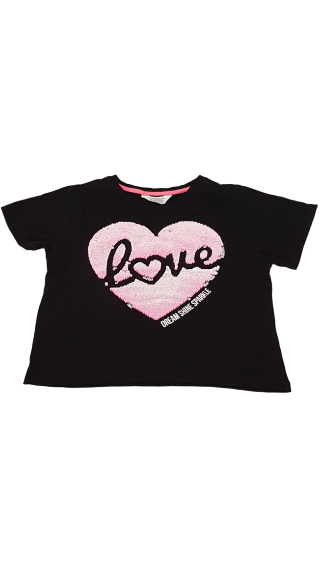 PRIMARK SIMIS ,LOVE FELIRATOS KISLÁNY CROP TOP 146 Hover Image