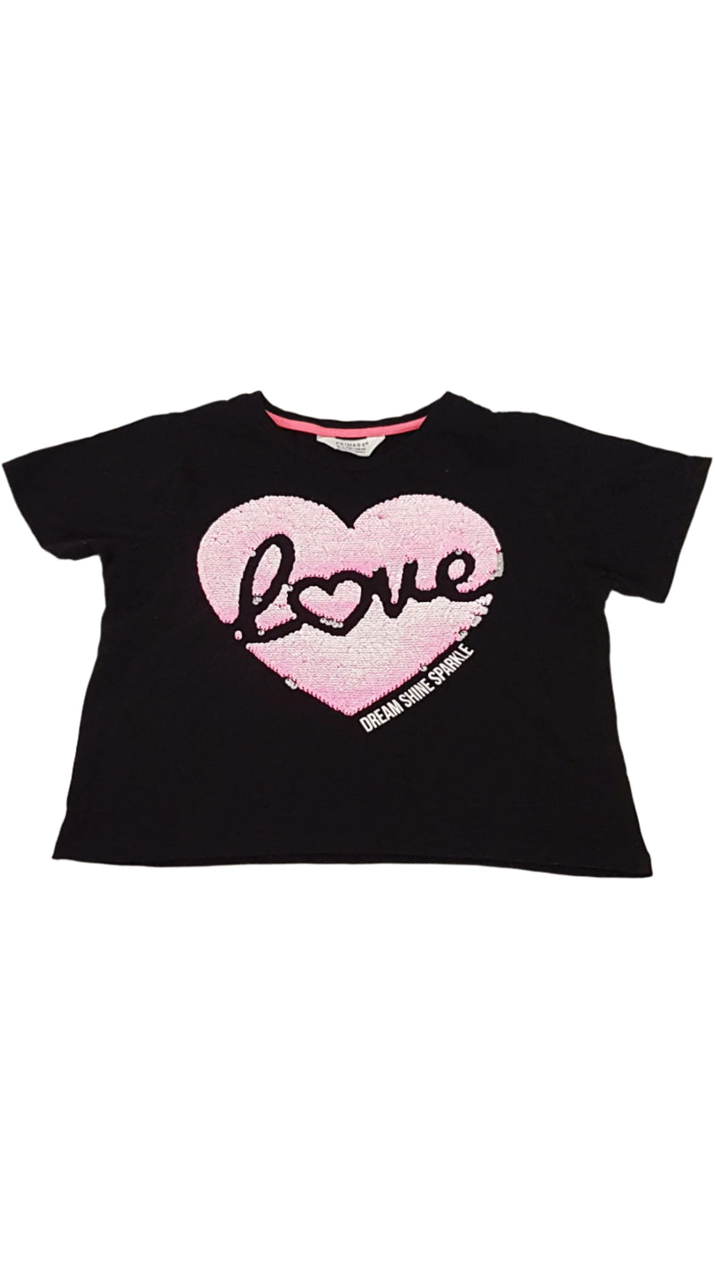 PRIMARK SIMIS ,LOVE FELIRATOS KISLÁNY CROP TOP 146