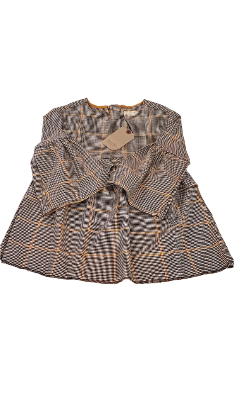 CÍMKÉS ZARA TRENDI KOCKÁS KISLÁNY  TUNIKA 140