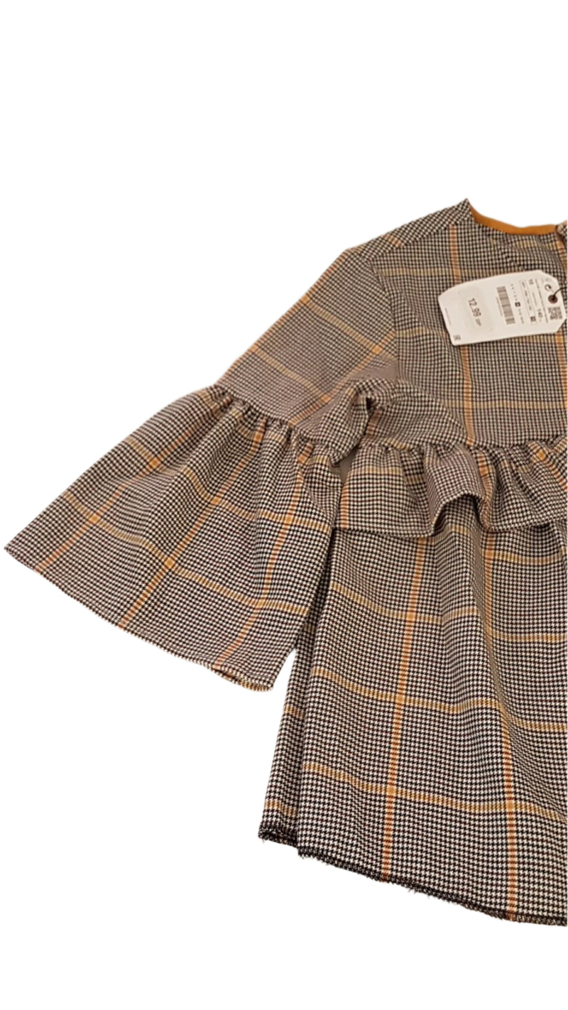 CÍMKÉS ZARA TRENDI KOCKÁS KISLÁNY  TUNIKA 140