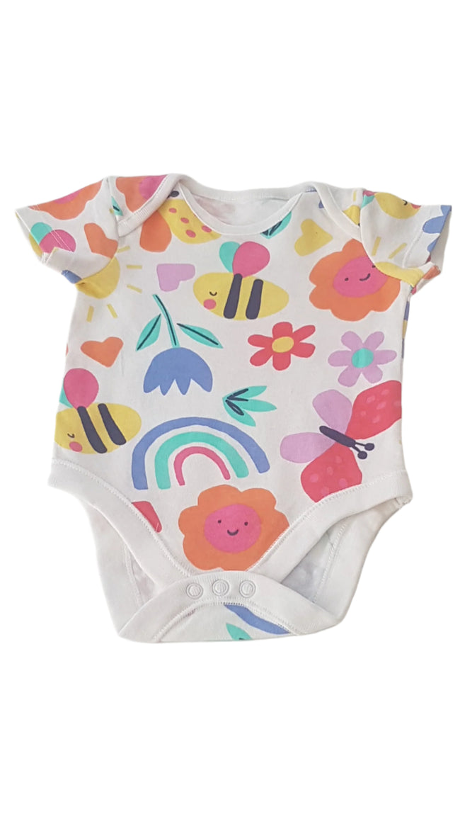 ÚJ F&F SZÍNES MINTÁS KISLÁNY BODY 62 Hover Image