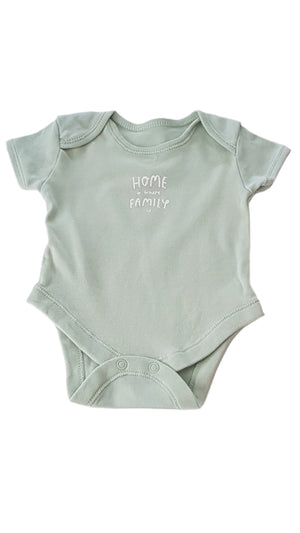 PRIMARK MENTA SZÍNŰ, FELIRATOS UNISEX BODY 62