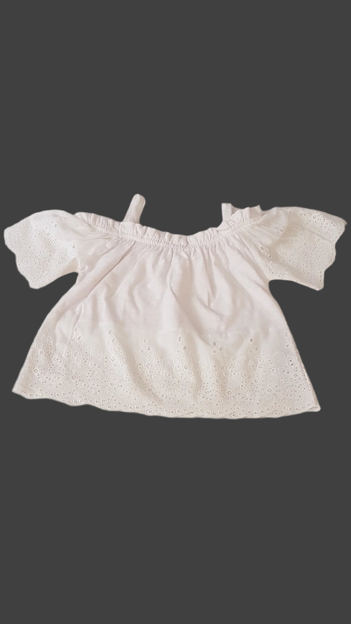 ÚJ F&F FEHÉR SZÍNŰ, MADEIRÁS , ALKALMI KISLÁNY  FELSŐ  116