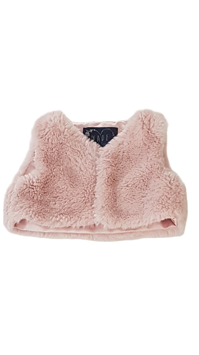 PRIMARK PÚDER SZÍNŰ , CUKI KISLÁNY SZŐRME MELLÉNY 68 Hover Image