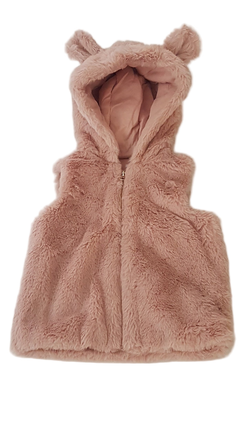 F&F PÚDER SZÍNŰ KISLÁNY SZŐRME MELLÉNY 80