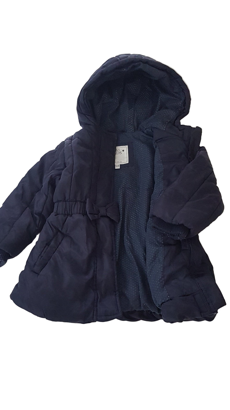 M&S SÖTÉTKÉK, MASNIS  KISLÁNY KABÁT 80-86
