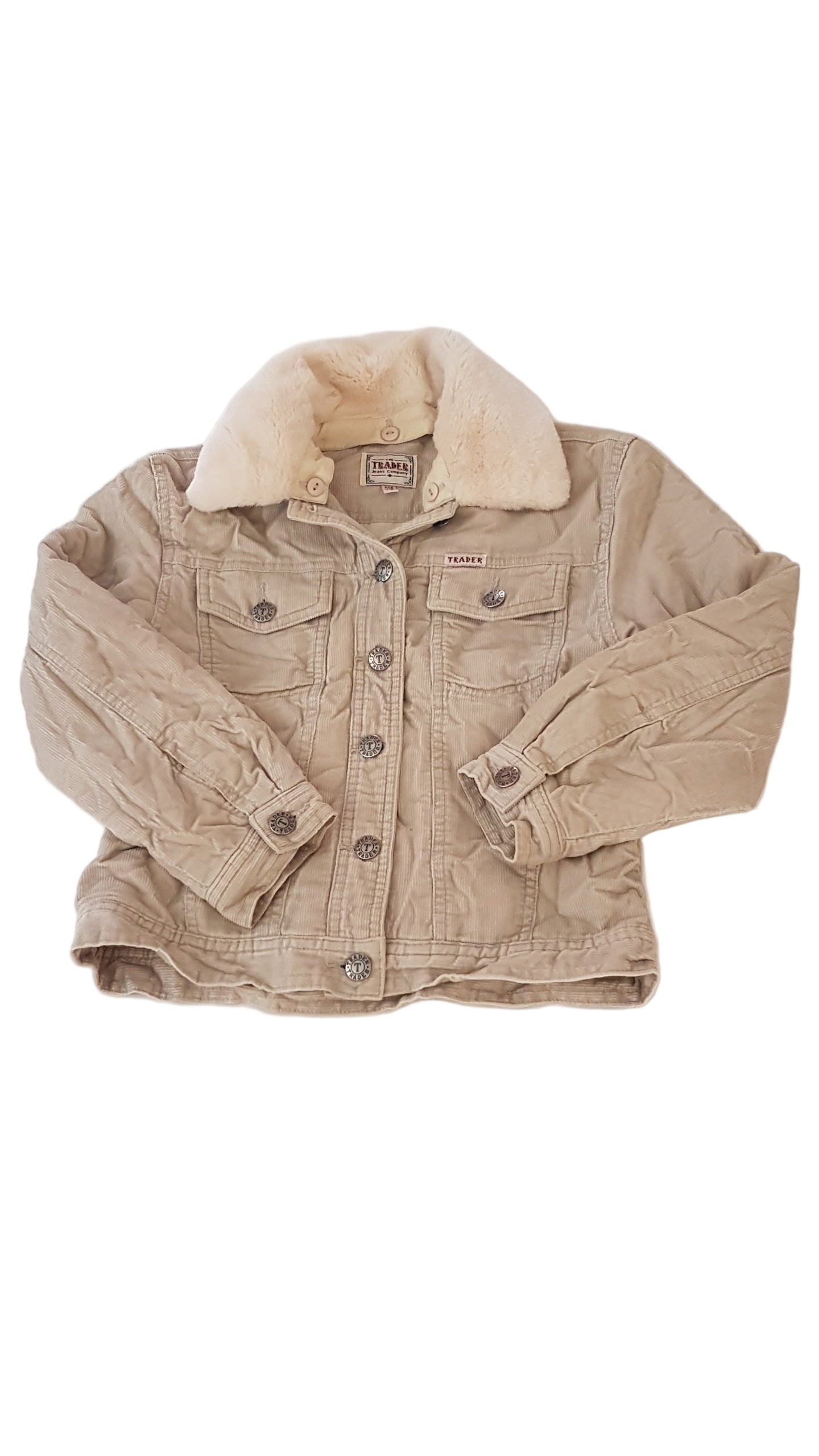 TRADER JEANS KRÉM SZÍNŰ, MIKRÓBÁRSONY KISLÁNY DZSEKI  128