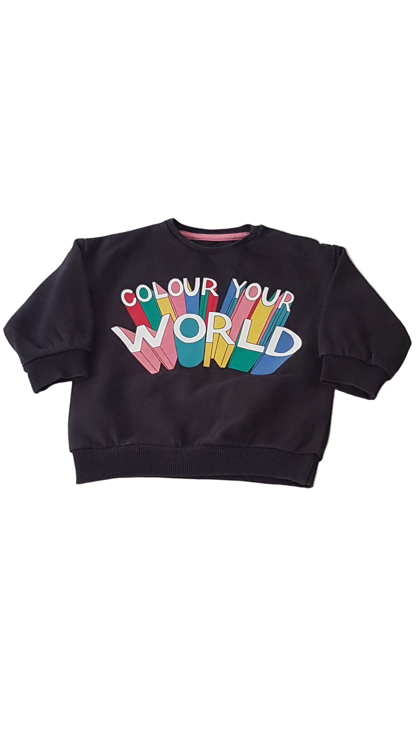 F&F COLOUR YOUR WORLD FELIRATOS, CSILLÁMOS KISLÁNY PULÓVER 68