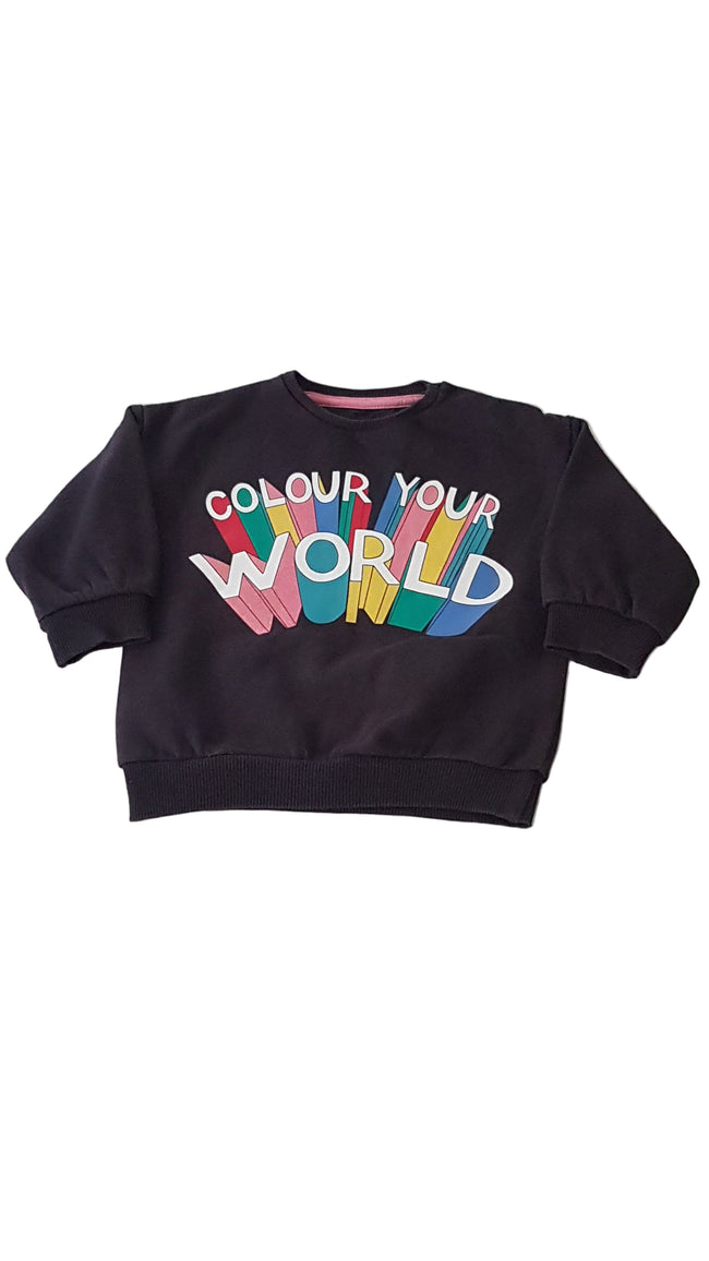 F&F COLOUR YOUR WORLD FELIRATOS, CSILLÁMOS KISLÁNY PULÓVER 68 Hover Image