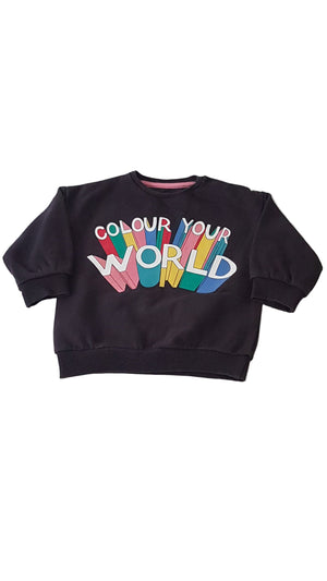 F&F COLOUR YOUR WORLD FELIRATOS, CSILLÁMOS KISLÁNY PULÓVER 68