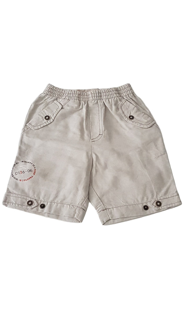 MINIMAN VÁSZON KISFIÚ RÖVIDNADRÁG ÁLLÍTHATÓ GUMIS DERÉKRÉSSZEL  86-92 Hover Image