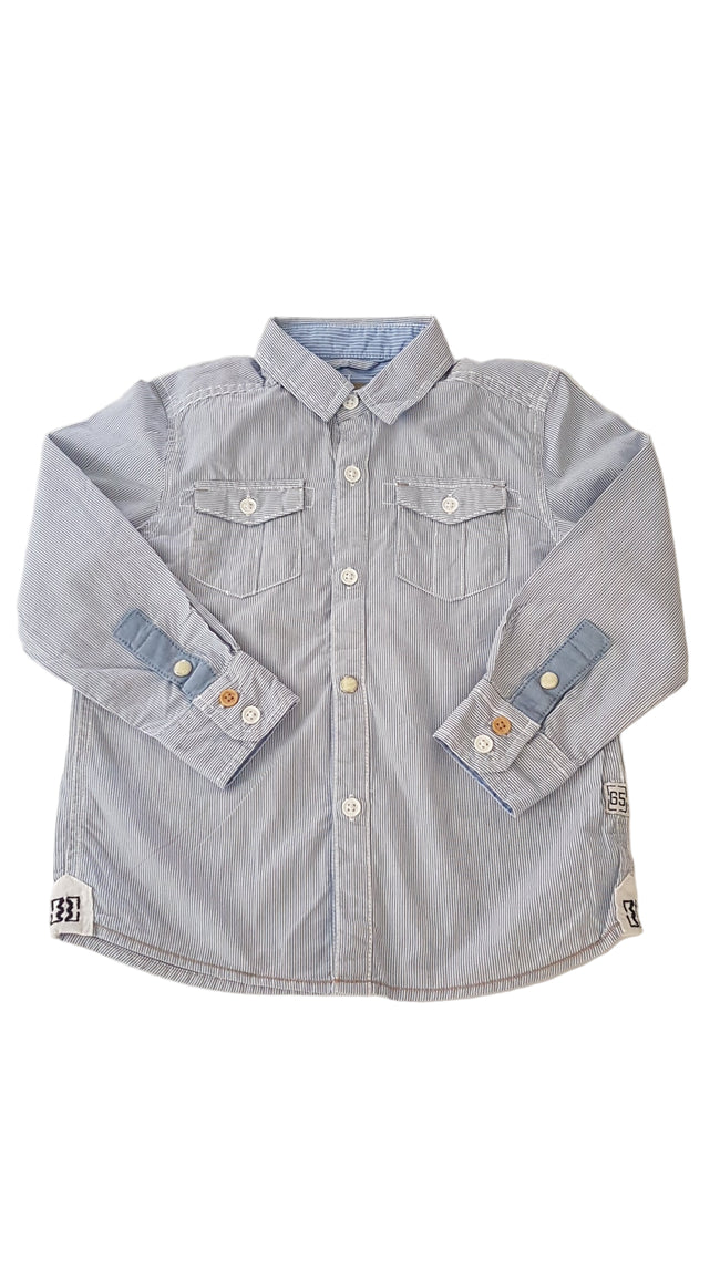 NEXT KÉK-FEHÉR CSÍKOS KISFIÚ ING 98 Hover Image